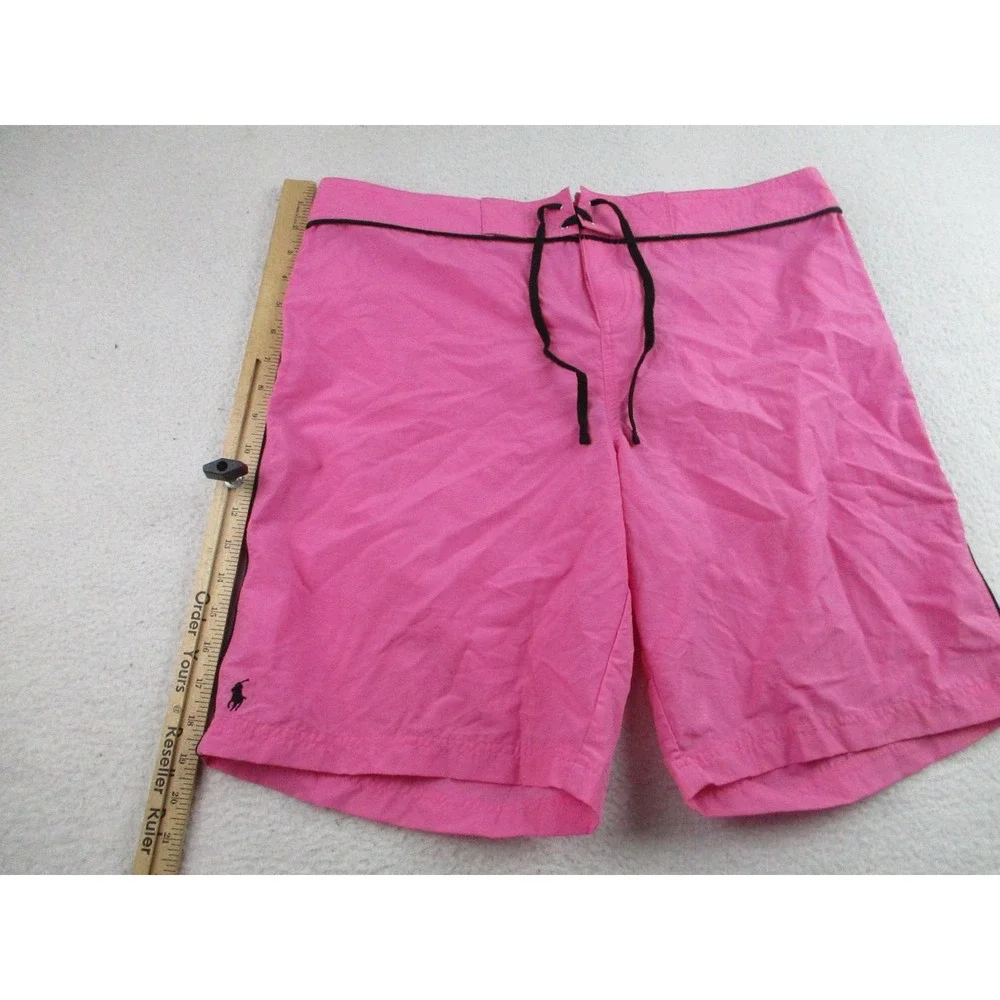 NWT Ralph Lauren Shorts Mens Large‎ Pink Black Swim Trunks Board Nylon New Beach